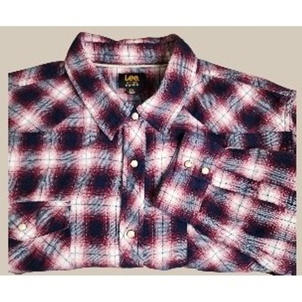 Lee Reg Fit Plaid Flannel Long Sleeve Snap Button Shirt Men's XXL Chores Work